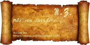 Mézes Zoltán névjegykártya